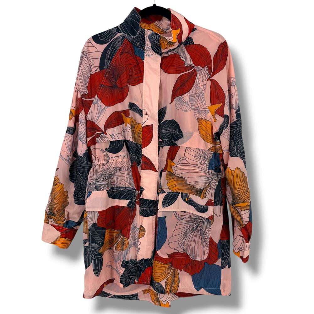 Anatomie Floral Printed Romana Windbreaker Jacket Womens Sz M Secret Garden